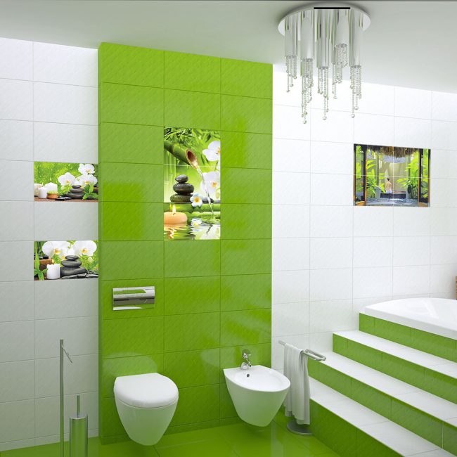 Colore verde in bagno