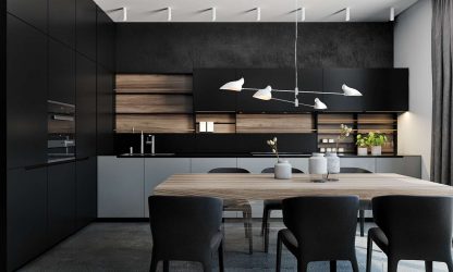 Nuova tendenza nel mondo della cucina - Cucina nera nell'interno (oltre 220 combinazioni di foto nel design)